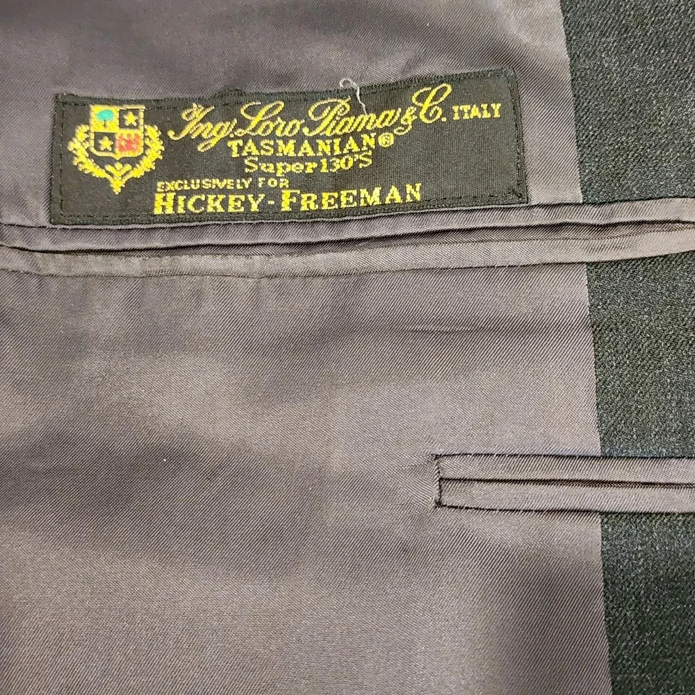 Hickey Freeman Loro Piana Tasmanian Super 130s Wool Jacket 48L Gray Career Event